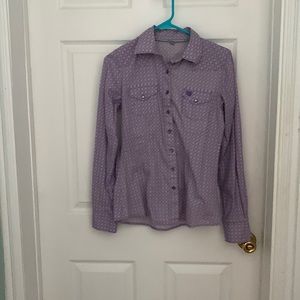 Cinch Women’s Purple Pattern Button Down Rodeo Show Shirt Small